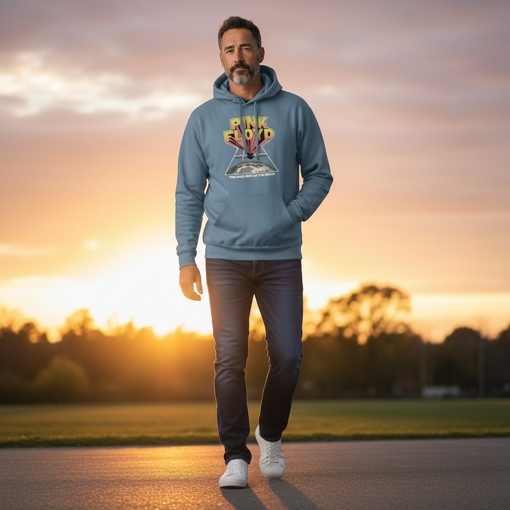 Pink Floyd Dark Side of the Moon Hoodie Mens Medium Blue Graphic 2021 Pullover